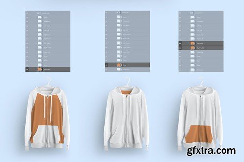 Front and Back Zip Hoodie Mockup On Hangers D59KXSY Front and Back Zip Hoodie Mockup On Hangers D59KXSY