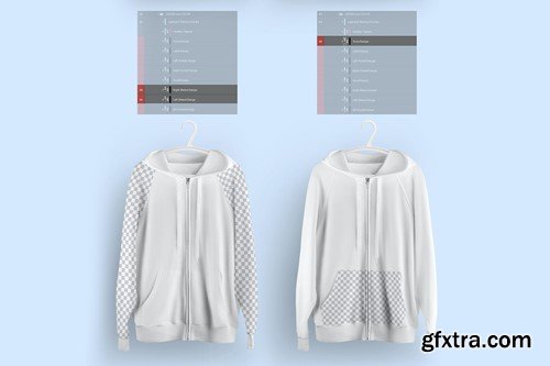 Front and Back Zip Hoodie Mockup On Hangers D59KXSY Front and Back Zip Hoodie Mockup On Hangers D59KXSY