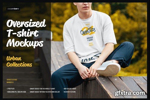 Oversized T-shirt Mockup on a Guy Outside 7CHU4CL Oversized T-shirt Mockup on a Guy Outside 7CHU4CL