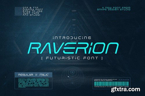 Raverion - Futuristic Font 4GAZASB Raverion - Futuristic Font 4GAZASB