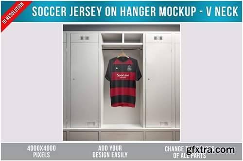 Soccer Jersey on Hanger Mockup - V Neck GCAZJMX Soccer Jersey on Hanger Mockup - V Neck GCAZJMX