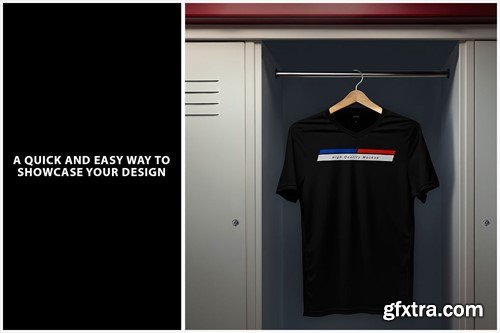 T-Shirt on Hanger Mockup - V Neck TWQBXD7 T-Shirt on Hanger Mockup - V Neck TWQBXD7