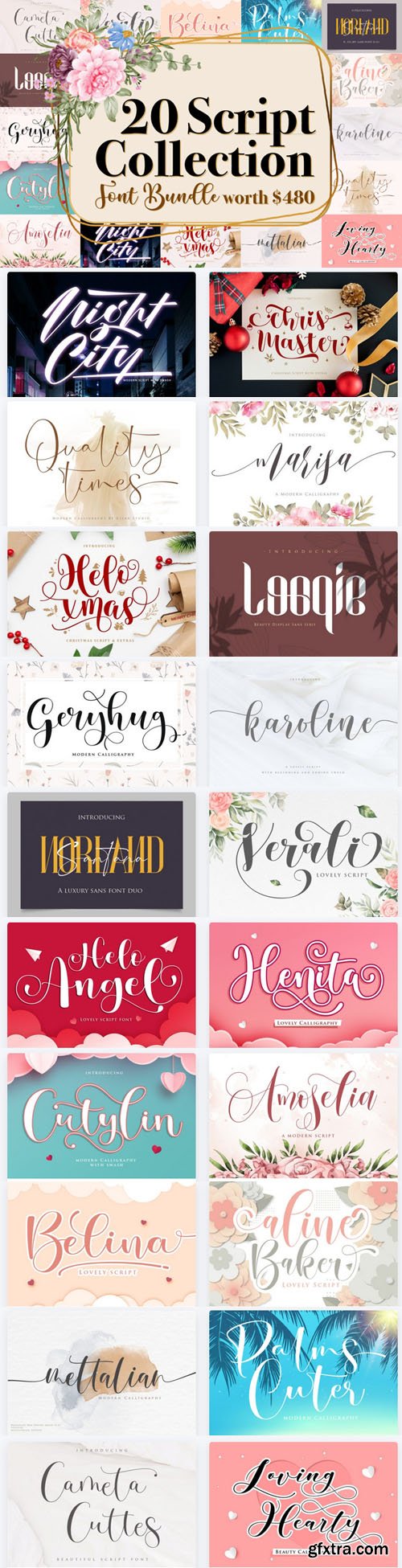 Script Fonts Bundle - 20 Premium Fonts