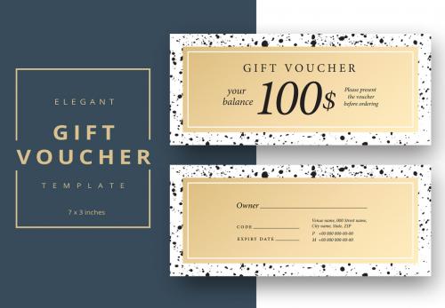 Gift Voucher Layout with Black Ink Spots - 204443553