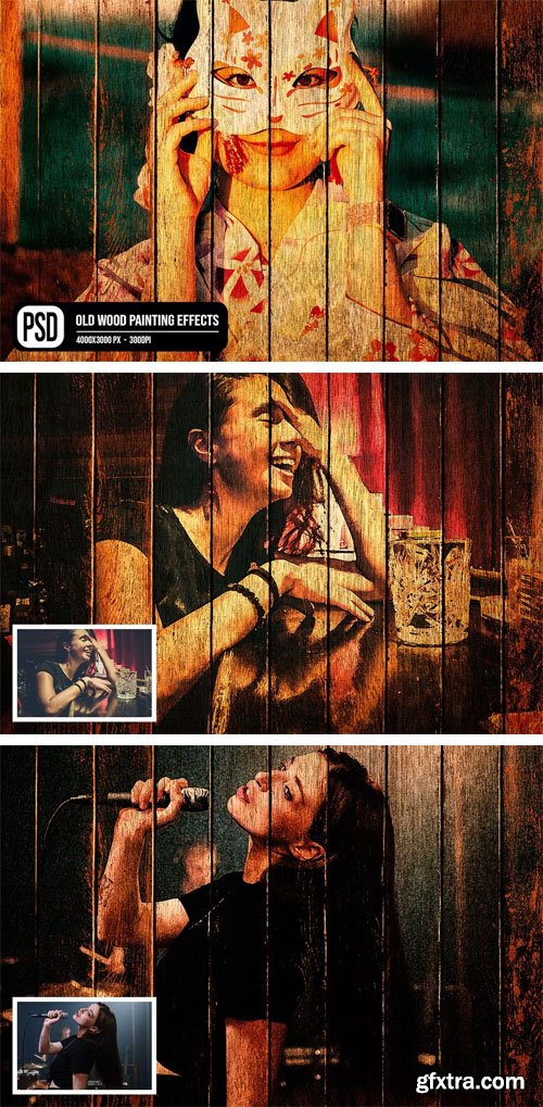 Old Wood Painting Photo Effects