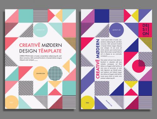 Flyer Layout with Colorful Geometric Shapes - 212936322
