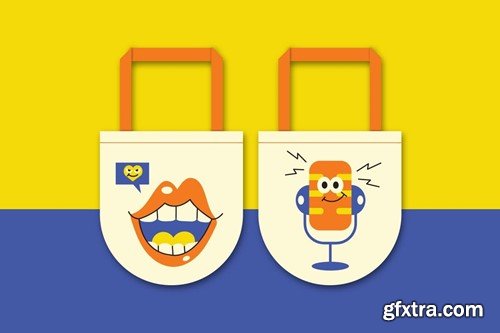 Cream Flat Design Podcast Illustration Set W42G3RD