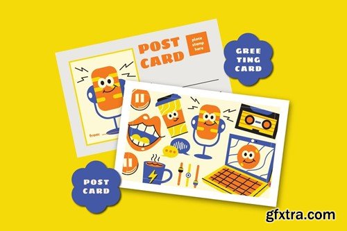 Cream Flat Design Podcast Illustration Set W42G3RD