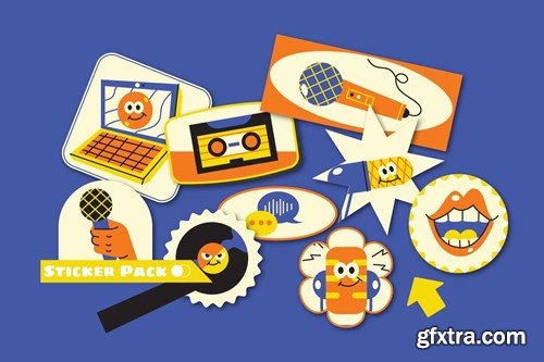 Cream Flat Design Podcast Illustration Set W42G3RD