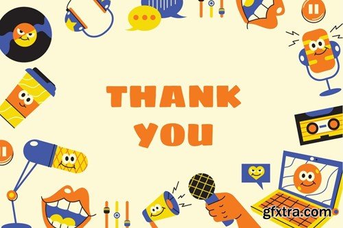 Cream Flat Design Podcast Illustration Set W42G3RD