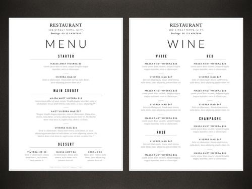 Food and Wine Menu Layout in Two Sizes - 213260447