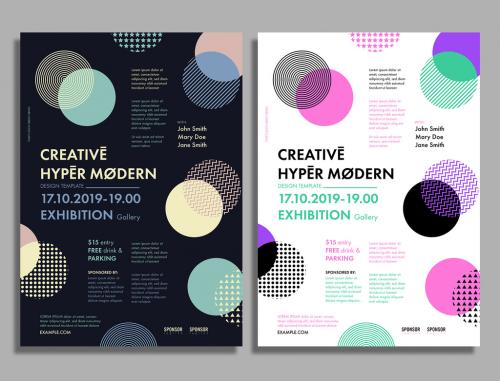 Flyer Layout with Colorful Geometric Shapes - 213690198