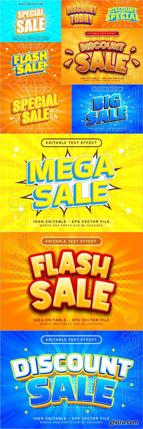 Discount Sale Editable 3D Text Effects 10xEPS