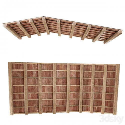 Wooden ceiling with ceramic tiles / Gable wooden ceiling