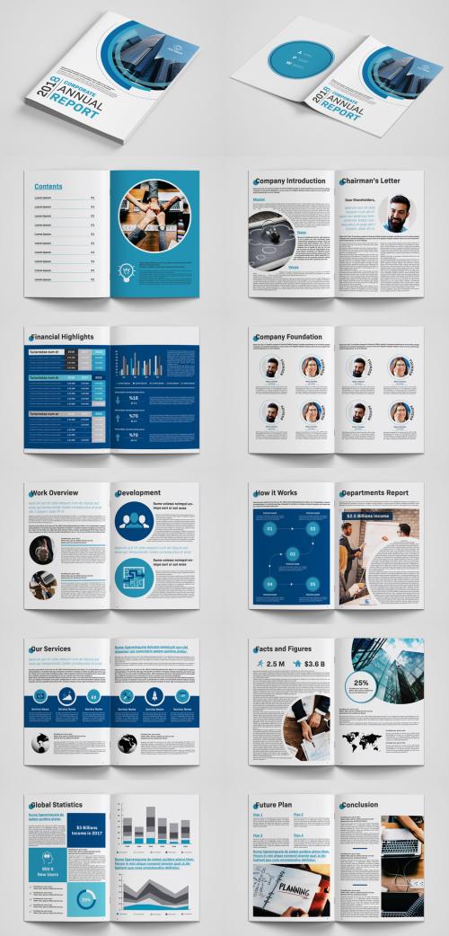 Annual Report Layout with Blue Accents - 233828535