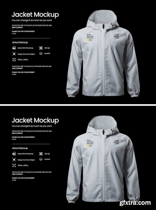 Jacket Windbreaker With Zip Mockup UQL3X49