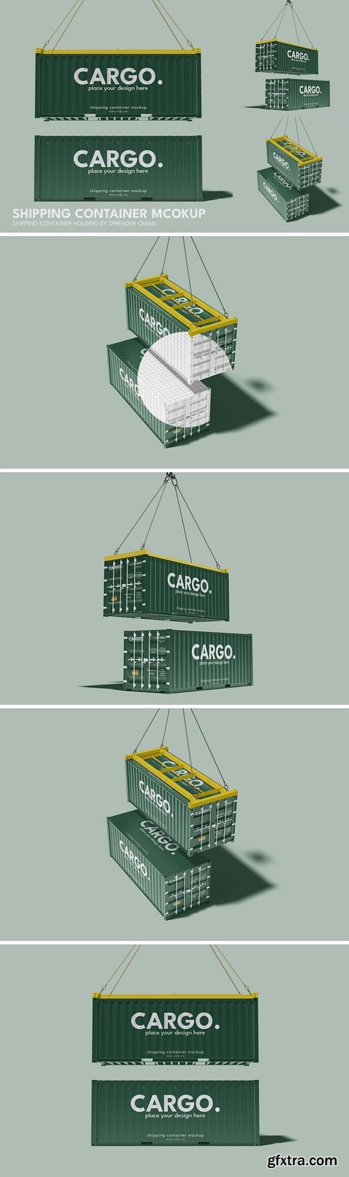 Shipping Container Mockup with Spreader Crane SDUWFP2 Shipping Container Mockup with Spreader Crane SDUWFP2