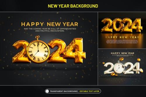 New Year 2024 Background with Stylized 3D Text New Year 2024 Background with Stylized 3D Text