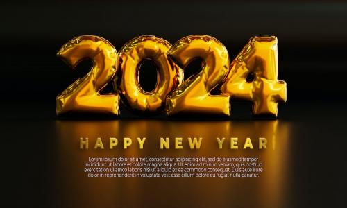 New Year 2024 Background with Stylized 3D Text New Year 2024 Background with Stylized 3D Text