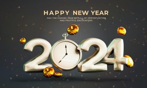 New Year 2024 Background with Stylized 3D Text New Year 2024 Background with Stylized 3D Text