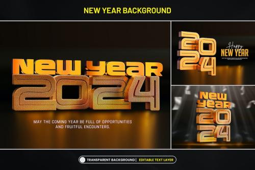 New Year 2024 Background with Stylized 3D Text New Year 2024 Background with Stylized 3D Text