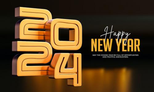 New Year 2024 Background with Stylized 3D Text New Year 2024 Background with Stylized 3D Text