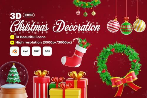 Christmas Decoration - 3D Icon Set Christmas Decoration - 3D Icon Set