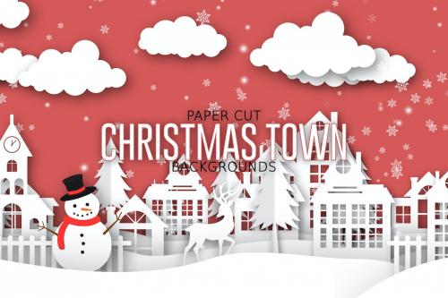 Paper Cut Christmas Town Backgrounds Paper Cut Christmas Town Backgrounds