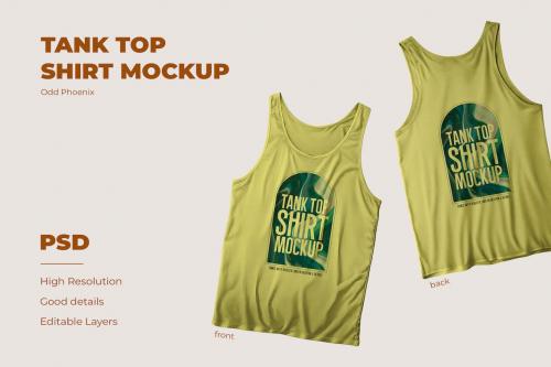 Realistic Front & Back Tank Top Shirt Mockup Realistic Front & Back Tank Top Shirt Mockup