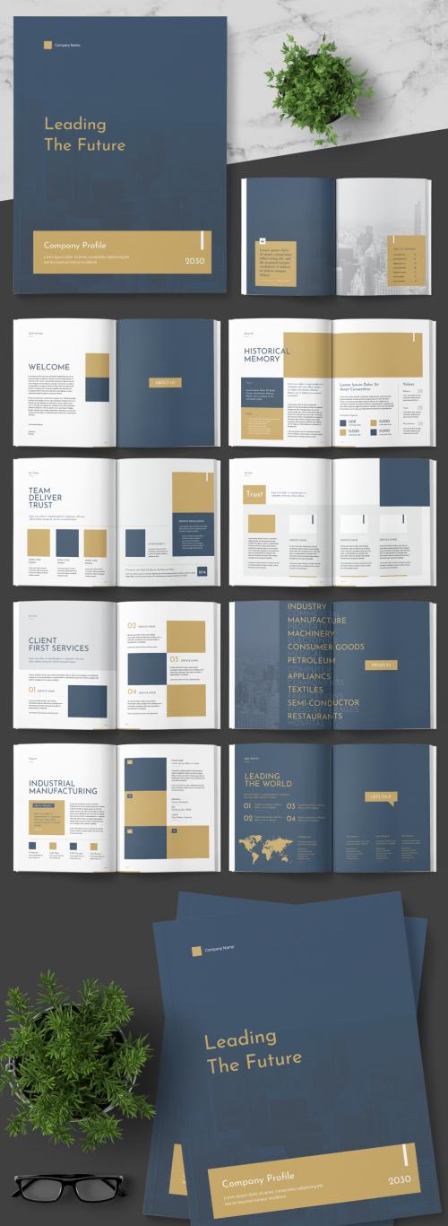 Company Profile Layout with Gold and Dark Teal Accents - 247823269
