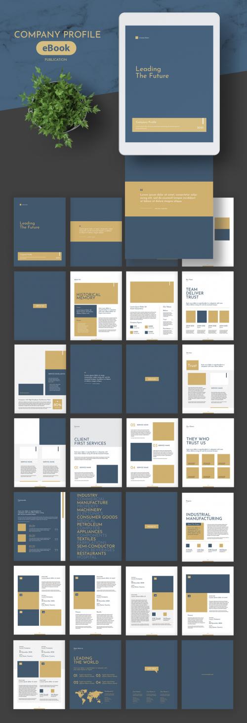 eBook Company Profile Layout with Gold and Dark Teal Accents - 247871519