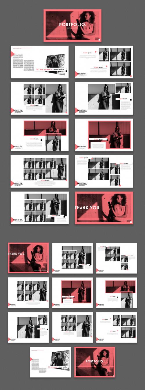 Portfolio Layout with Coral Accents - 248033981