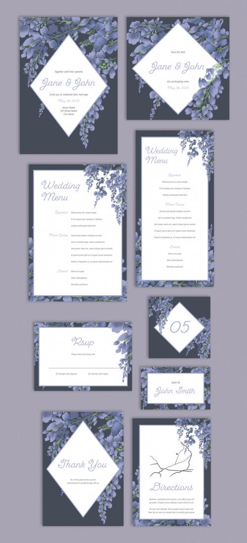 Wedding Suite Layout with Purple Floral Elements - 248035959