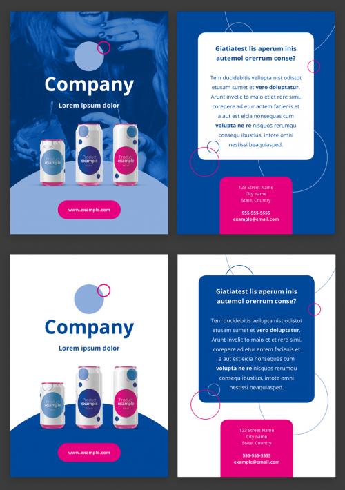 Flyer Design Layout with Blue and Pink Accents - 248221045