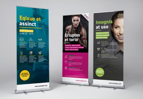 Roll-Up Advertising Banner set - icons included - 248747210