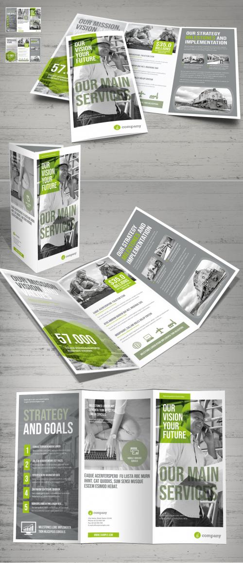 Gay and White Trifold Brochure Layout with Green Accents - 248943695