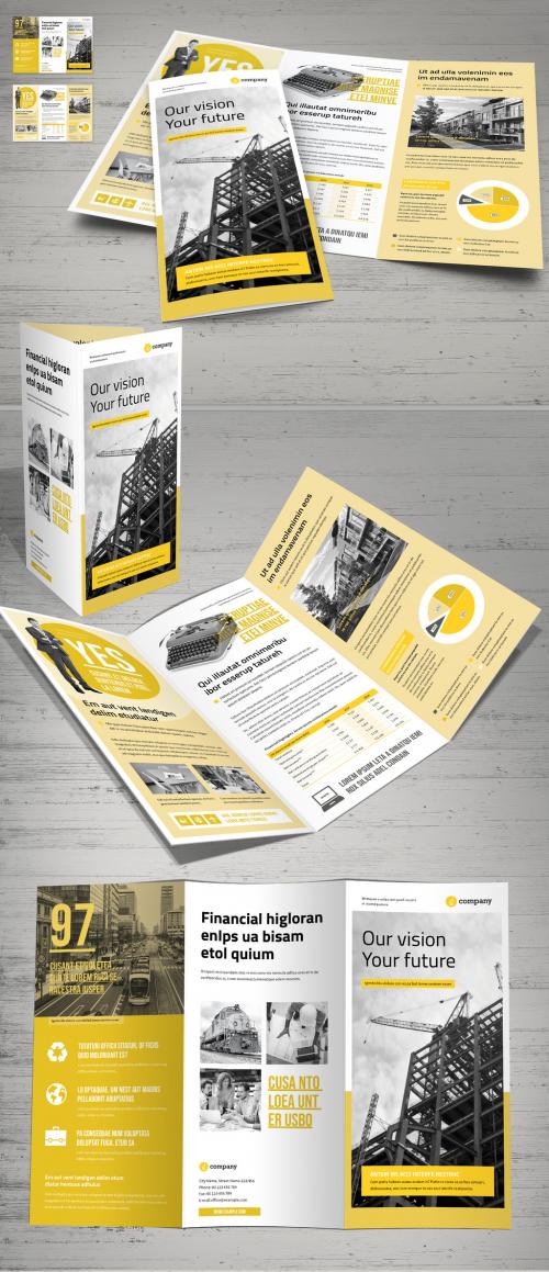 Yellow and White Trifold Brochure Layout - 248943848