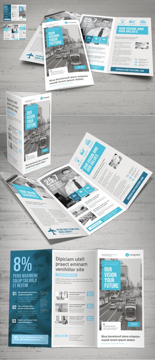 Gay and White Trifold Brochure Layout with Blue Accents - 248945164