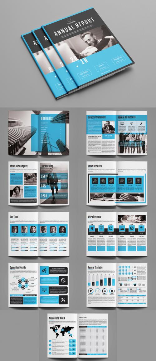 Annual Report Layout with Blue Accents - 248958157