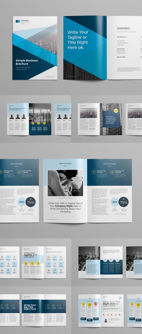 Brochure Layout with Blue Geometric Elements - 249195516