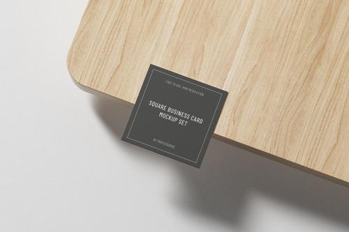 Square Business Card Mockup Set