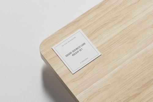 Square Business Card Mockup Set
