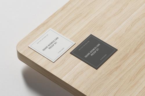 Square Business Card Mockup Set