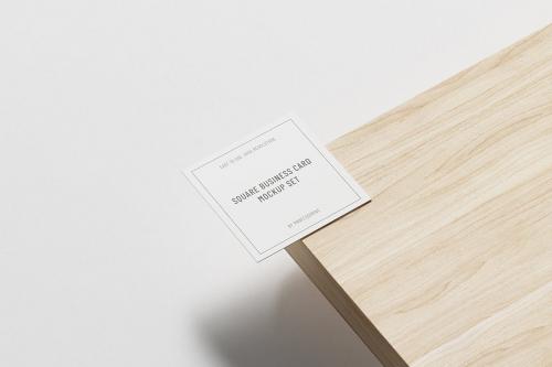 Square Business Card Mockup Set