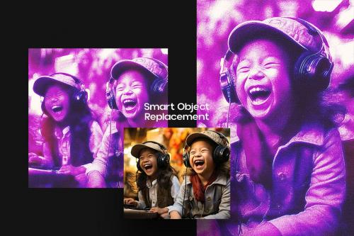 Cyberpunk Square And Poster Photo Effect Cyberpunk Square And Poster Photo Effect