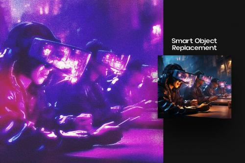 Cyberpunk Square And Poster Photo Effect Cyberpunk Square And Poster Photo Effect