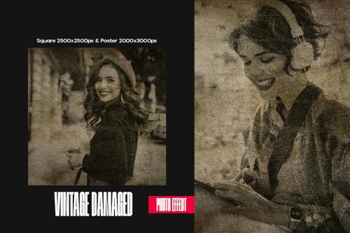 Vintage Damaged Square And Poster Photo Effect