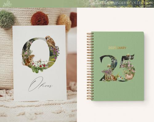 Garden Alphabet Letter Numbers Monogram Watercolor Garden Alphabet Letter Numbers Monogram Watercolor