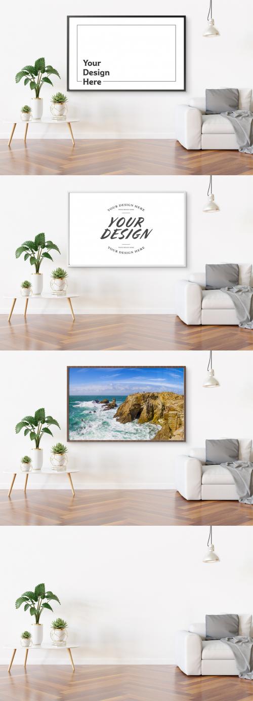 Isolated Horizontal Frame Hanging on Wall in Interior Mockup - 260304985