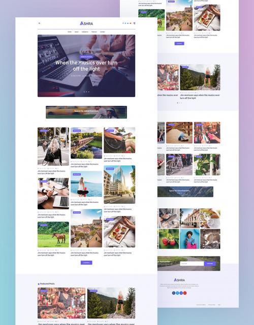 Ashra - Modern Personal Blog Psd Template Ashra - Modern Personal Blog Psd Template